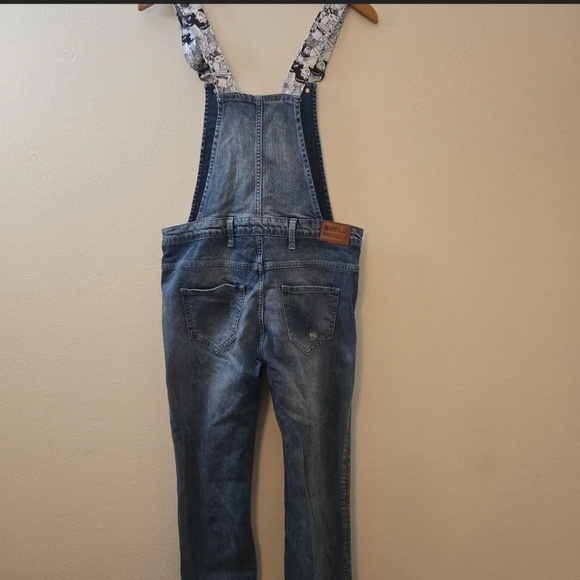 Betty and Veronica Blue Jean Overalls w/Cartoon Suspenders - Picture 2 of 7
